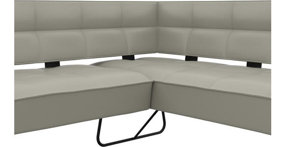 ECKBANK 227/165 cm  in Hellgrau  - Hellgrau/Schwarz, Design, Leder/Metall (227/165cm) - Moderano