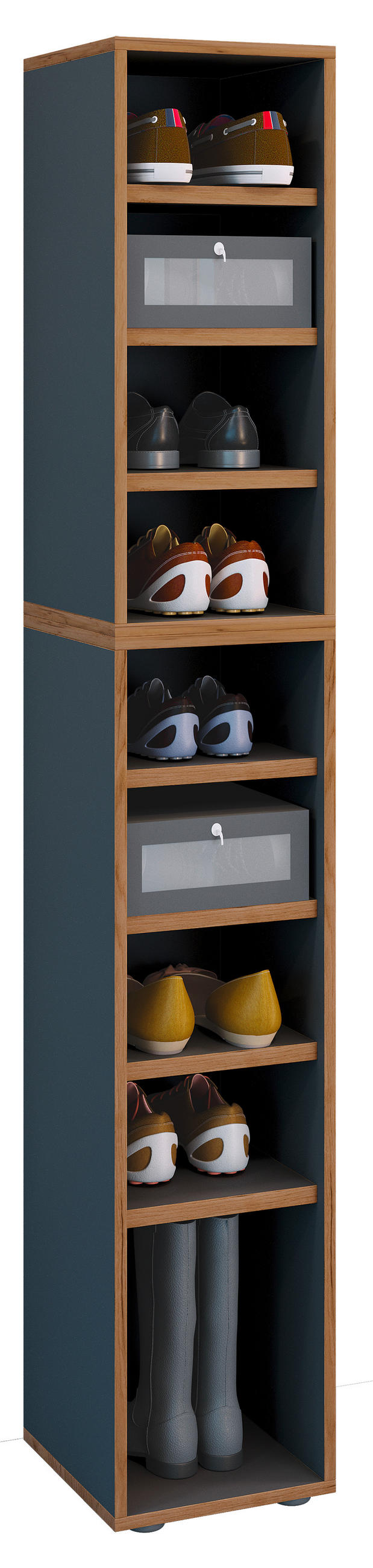 SCHUHREGAL Anthrazit, Honigeiche - Honigeiche/Anthrazit, Design, Holzwerkstoff/Kunststoff (30/183/33cm) - MID.YOU