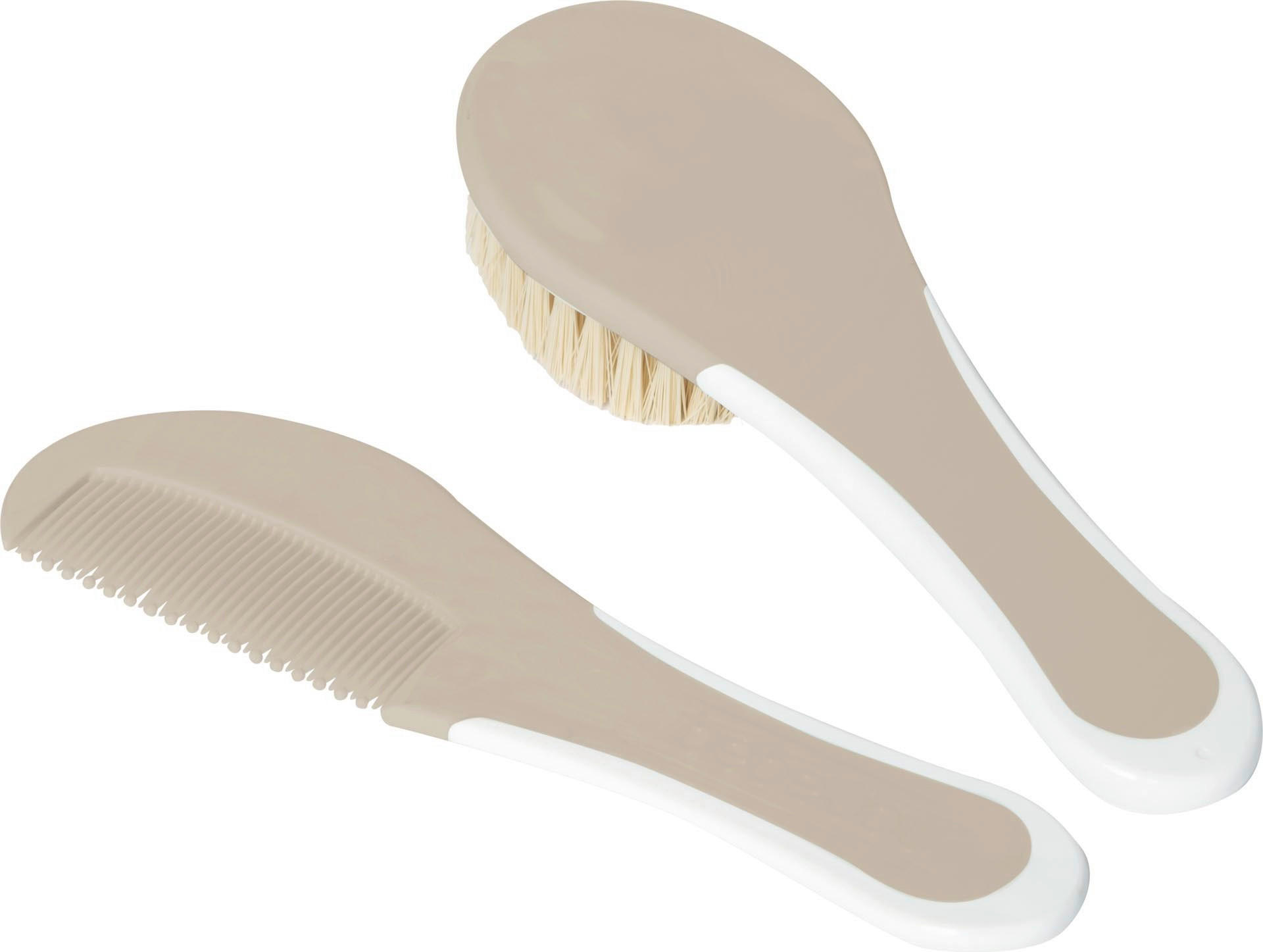 HŘEBEN A KARTÁČEK PRO MIMINKO - bílá/šedohnědá, Basics, textil/plast (16.4/5.6/2cm) - Bebe Jou