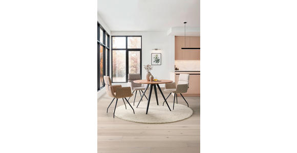 ESSTISCH in Holz, Metall 100/100/76 cm  - Schwarz/Akaziefarben, LIFESTYLE, Holz/Metall (100/100/76cm) - Landscape