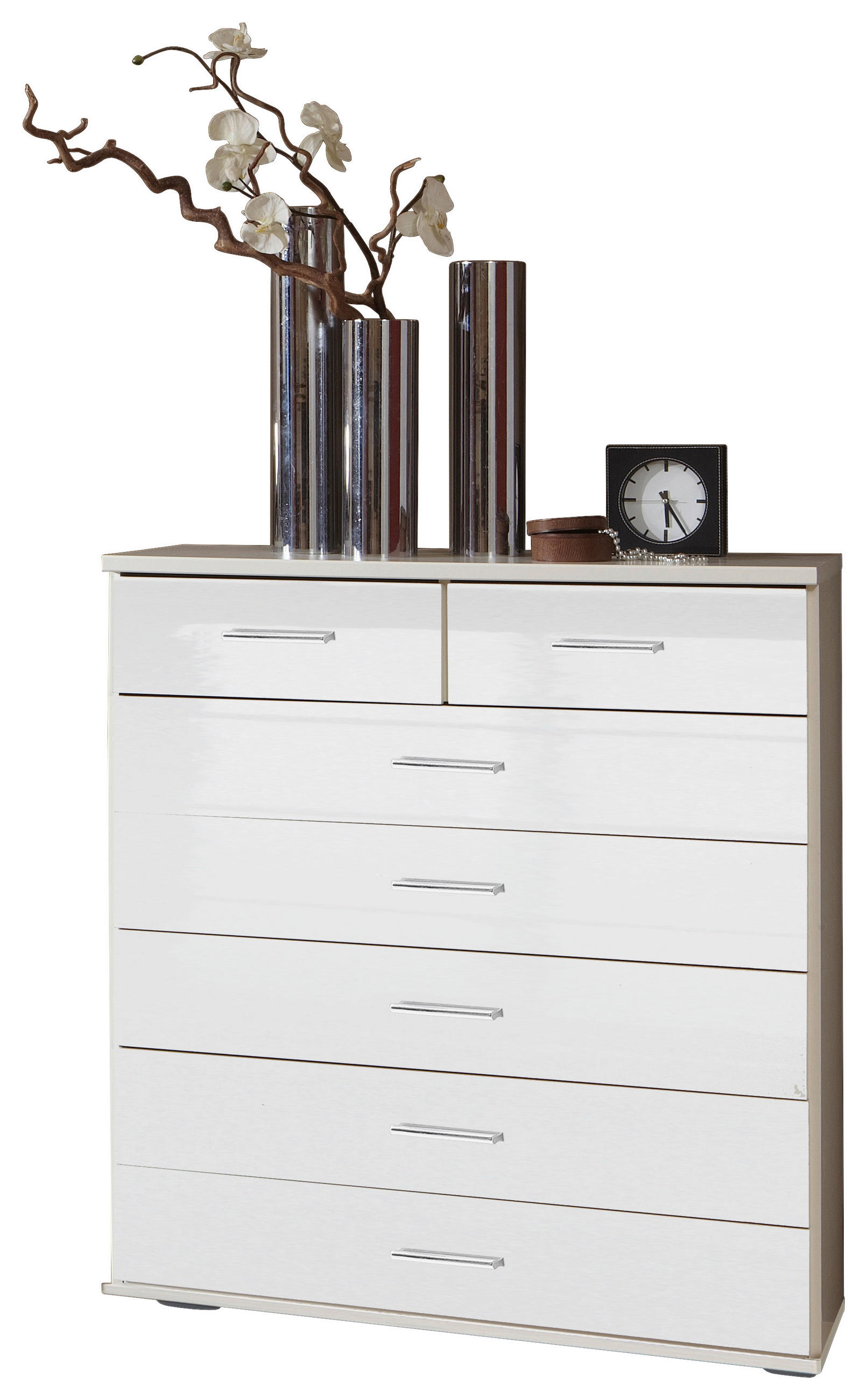KOMMODE Weiß - Chromfarben/Weiß, KONVENTIONELL, Kunststoff (91/103/40cm) - Xora