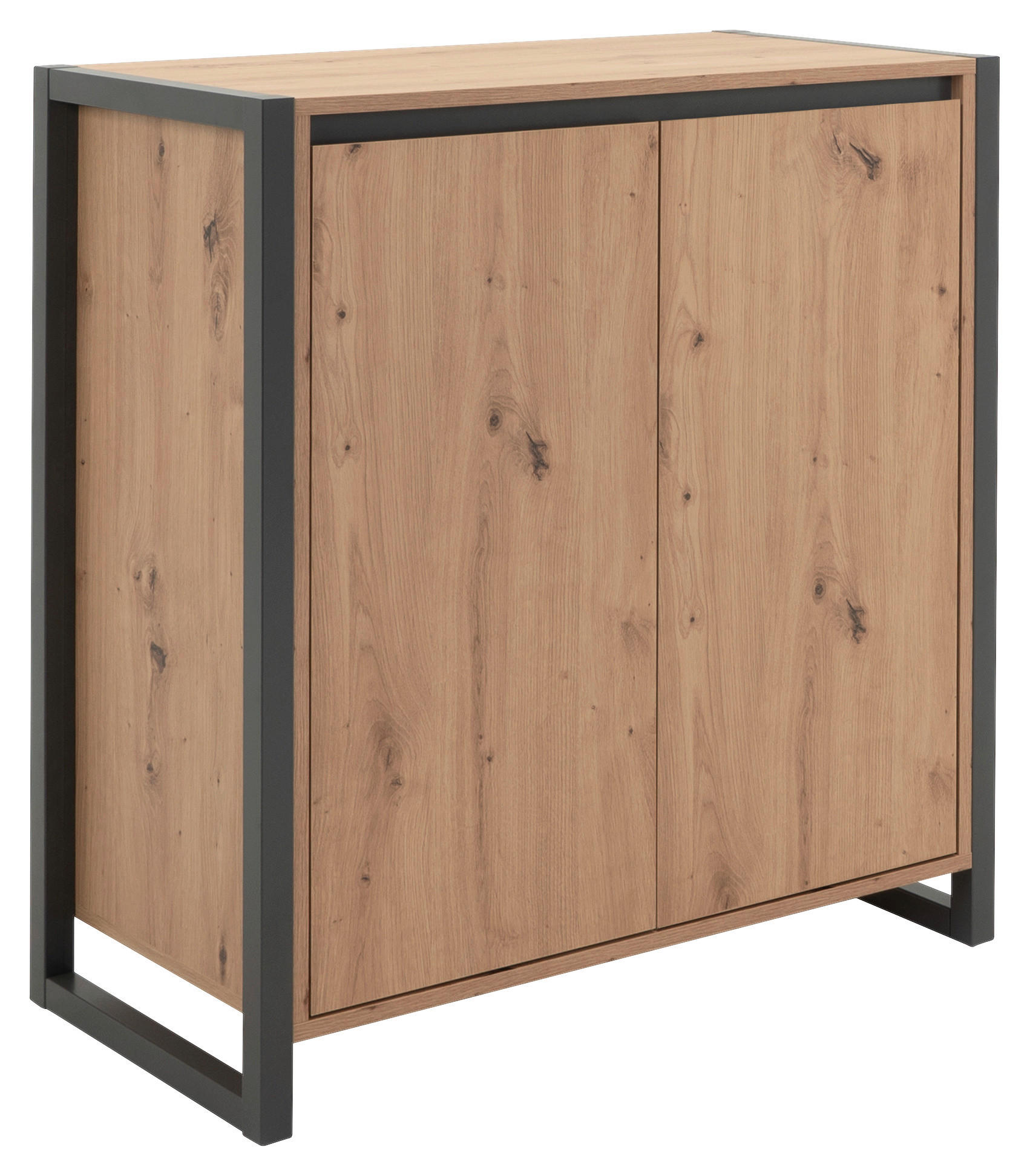 KOMODA, barve hrasta  - barve hrasta/antracit, Konvencionalno, leseni material (80/88/40cm) - MID.YOU