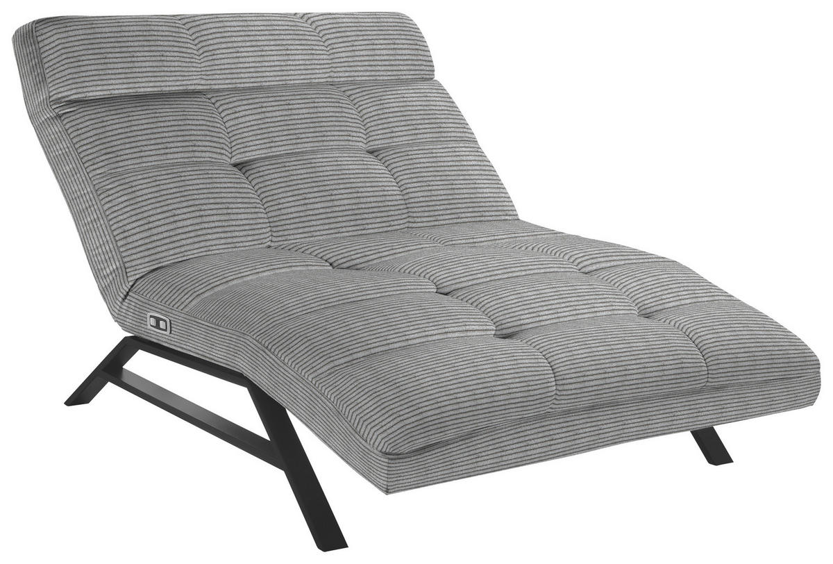 RELAXLIEGE in Cord Grau  - Schwarz/Grau, Design, Textil/Metall (120/54-113/158-198cm) - Pure Home Lifestyle