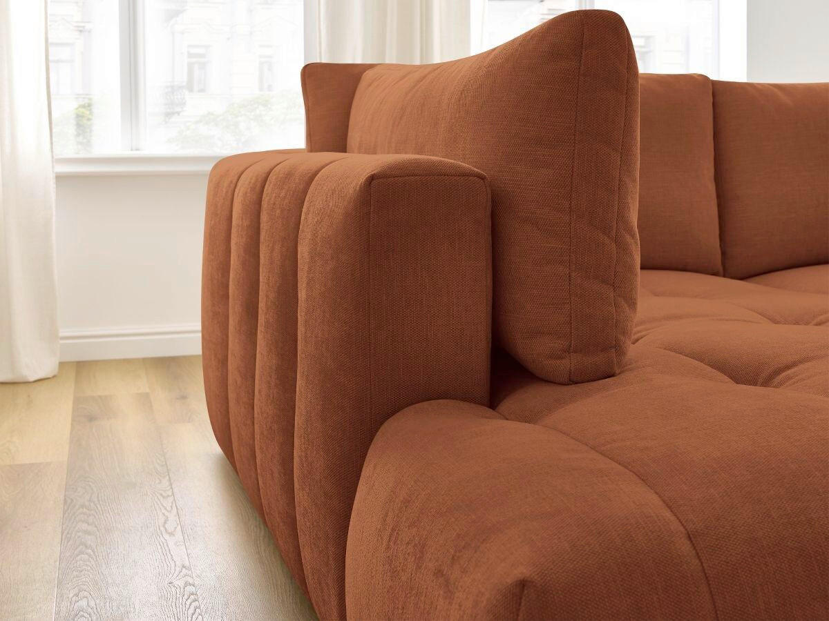 ECKSCHLAFSOFA FUJI Leinenoptik Orange  inkl.  - Schwarz/Orange, MODERN, Kunststoff/Textil (204/282cm)