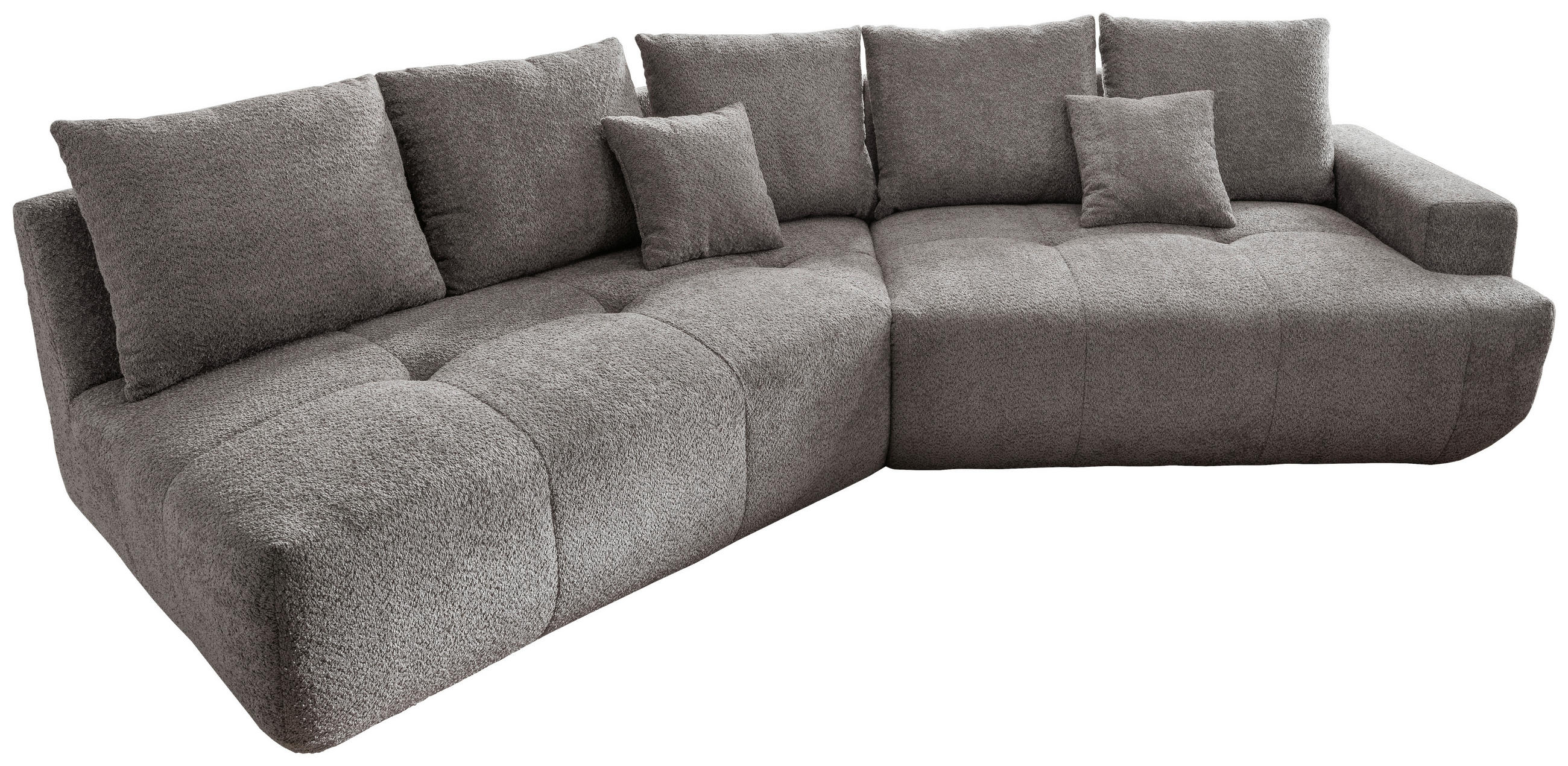 BIGSOFA Bouclé Anthrazit  - Anthrazit/Schwarz, MODERN, Kunststoff/Textil (323/91/155cm) - Livetastic