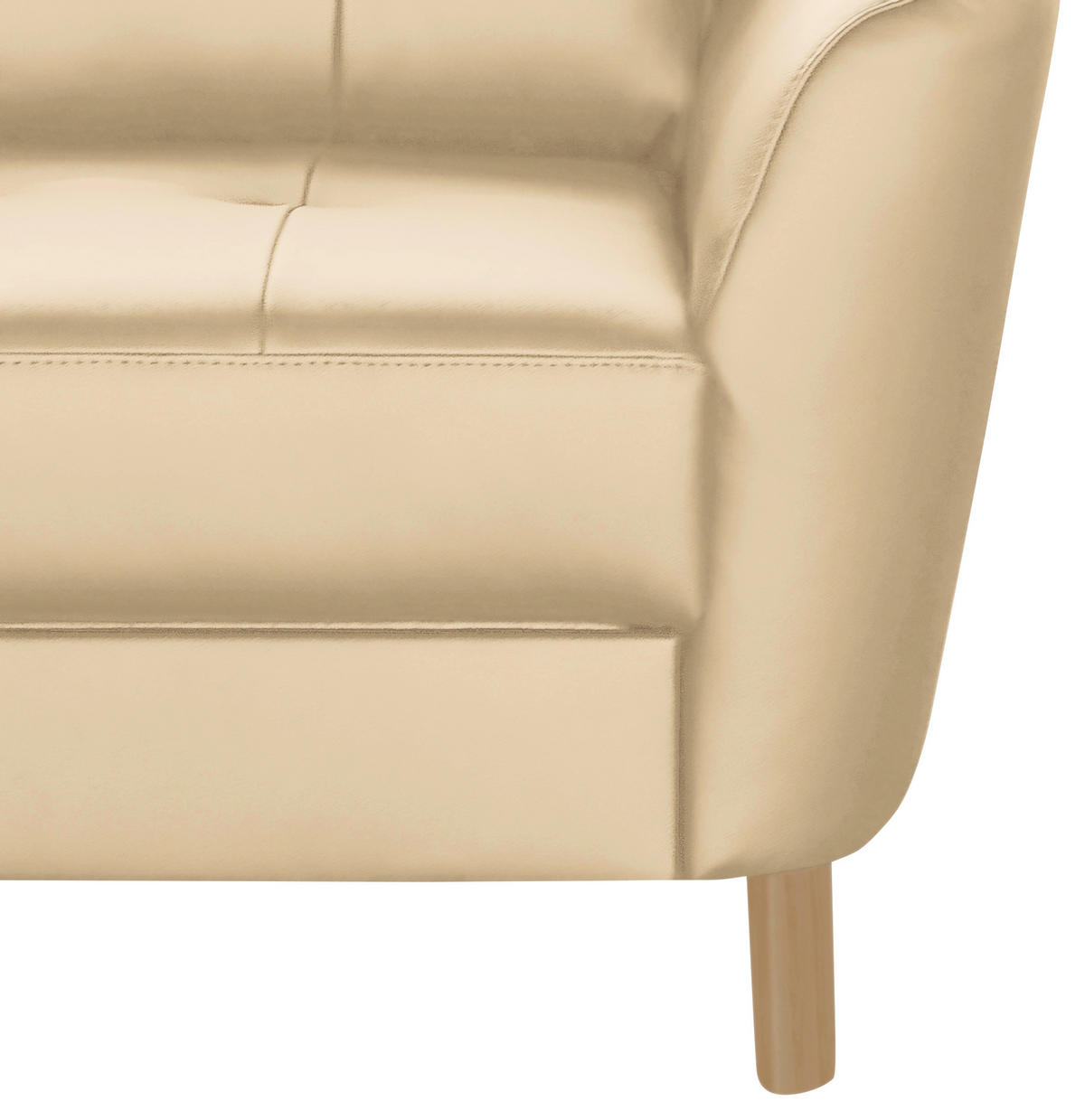 ECKSOFA in Lederlook Echtleder Beige  - Beige/Buchefarben, Design, Leder/Holz (190/236cm) - Livetastic