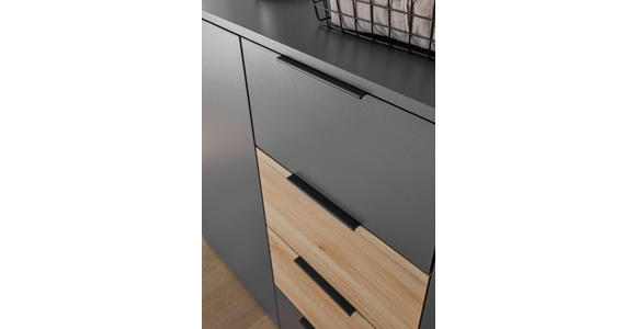 SIDEBOARD 135/89/40 cm  in Graphitfarben, Eichefarben  - Eichefarben/Schwarz, KONVENTIONELL, Holzwerkstoff/Kunststoff (135/89/40cm) - Carryhome