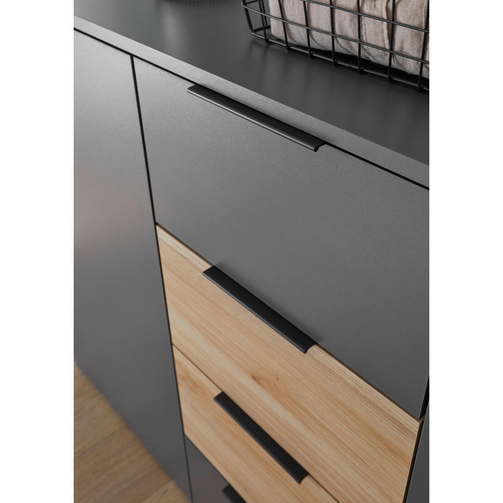 Thumbnail - Boxxx Sideboard, Graphit, Eiche, Holzwerkstoff, 2 Fächer, 4 Schublade(n) Schubladen, 135x89x40 cm, Beimöbel erhältlich, ...
