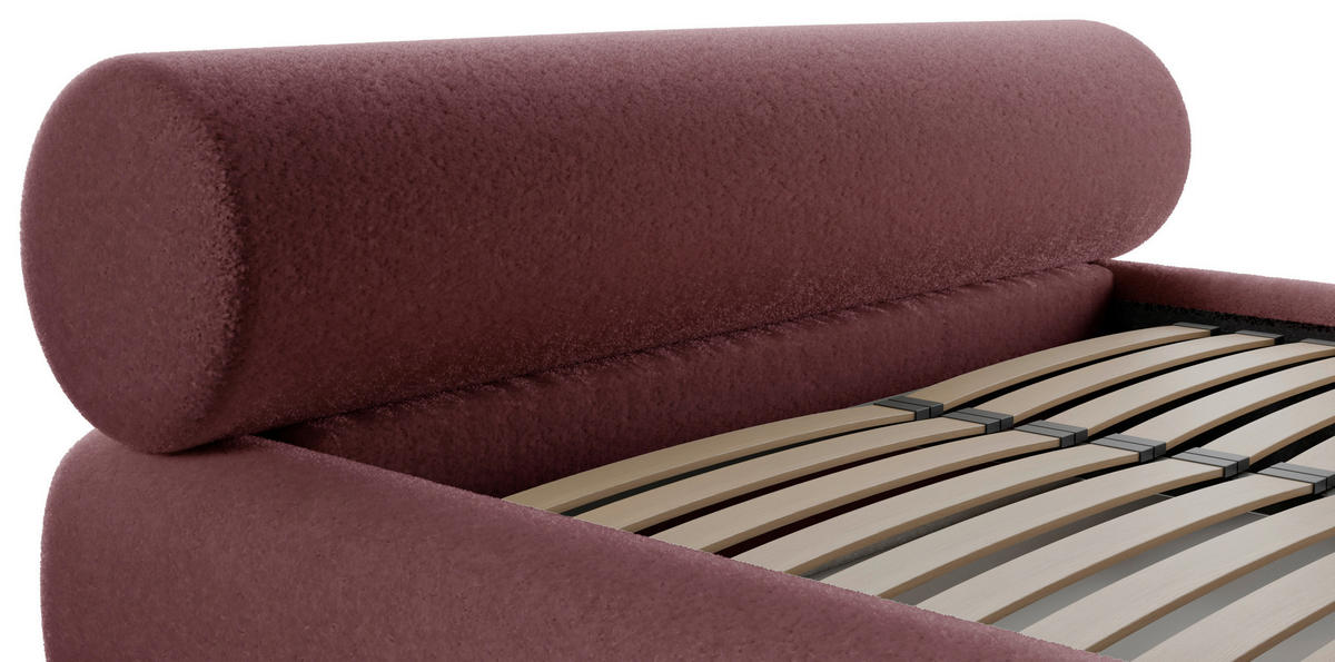 POLSTERBETT 160/200 cm,  in Dunkelrot, Lattenrost, Bettkasten,  - Schwarz/Dunkelrot, Design, Holz/Textil (160/200cm) - Chameo