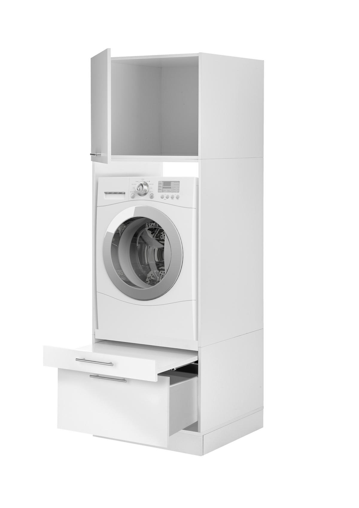 SKÅP FÖR TVÄTTMASKIN 67,4/200/67,6 cm  i vit  - vit/stålfärgad, Klassisk, metall/trämaterial (67,4/200/67,6cm) - Respekta
