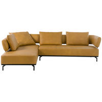 ECKSOFA in Echtleder Dunkelgelb  237/302 cm  - Dunkelgelb/Schwarz, Design, Leder/Metall (237/302cm) - Dieter Knoll