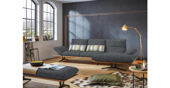 ECKSOFA in Flachgewebe Dunkelgrau  - Dunkelgrau/Schwarz, Design, Holz/Textil (314/159cm) - Dieter Knoll