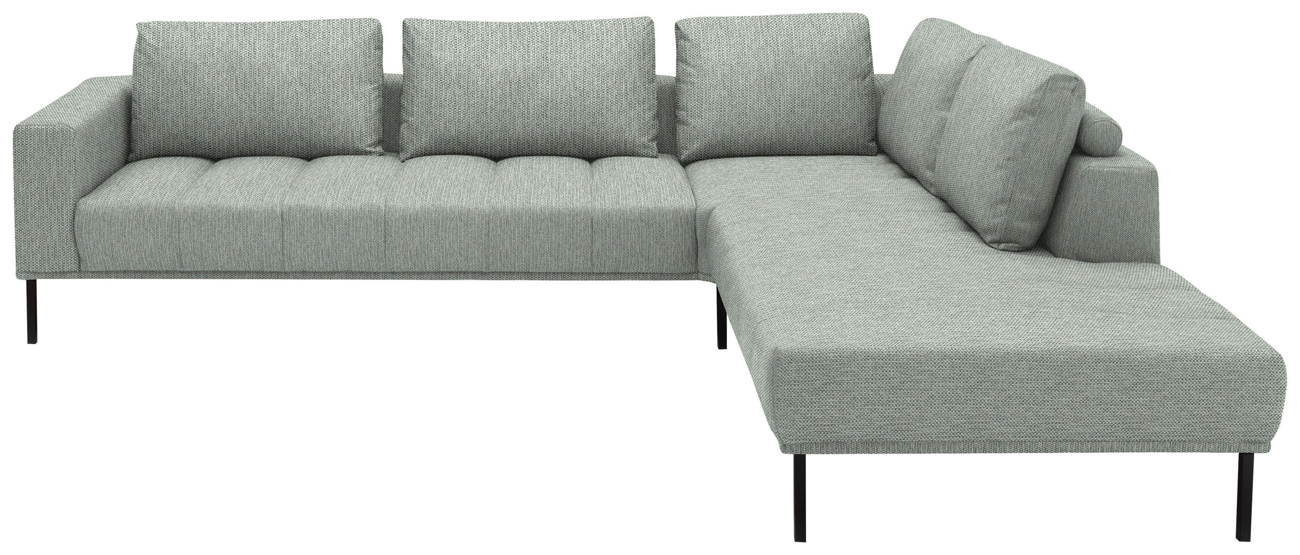 ECKSOFA  in Flachgewebe Grauweiß  308/270 cm  - Grauweiß/Schwarz, Design, Textil/Metall (308/270cm) - Pure Home Lifestyle