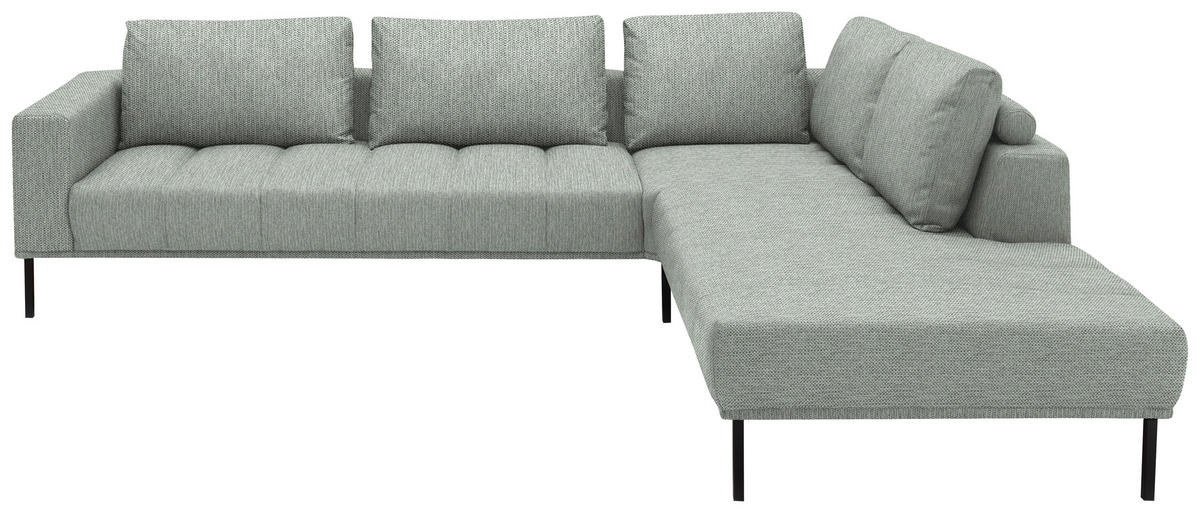ECKSOFA  in Flachgewebe Grauweiß  308/270 cm  - Grauweiß/Schwarz, Design, Textil/Metall (308/270cm) - Pure Home Lifestyle