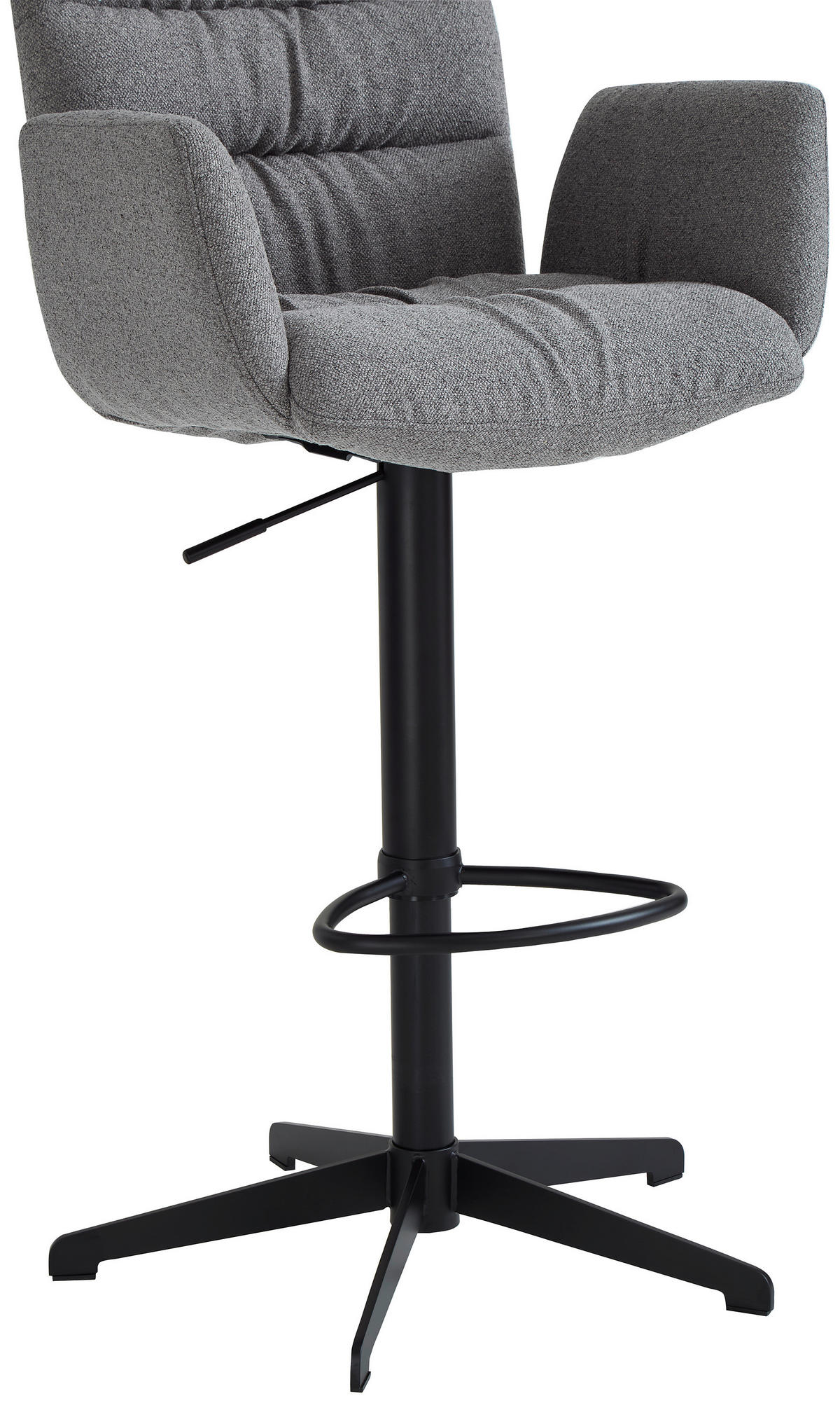 BARHOCKER Leinenoptik Schwarz, Cappuccino Stahl Sitzfläche 360° drehbar  - Schwarz/Cappuccino, Design, Textil/Metall (58/107-125/57cm) - Dieter Knoll