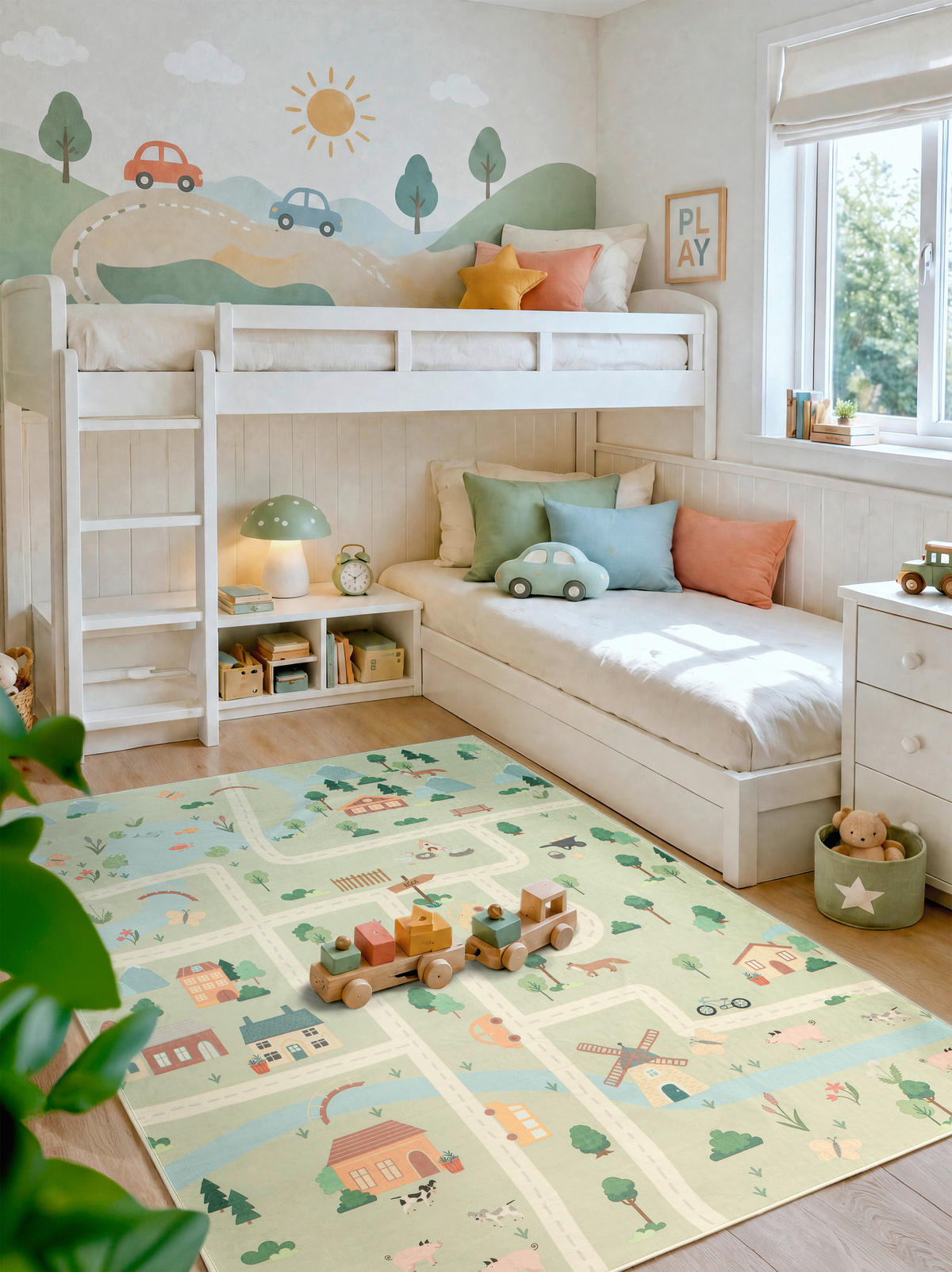 KINDERTEPPICH Living Ecovia 160/230 cm  in Pastellblau, Salbeigrün, Aprikose  - Pastellblau/Salbeigrün, Trend, Kunststoff/Textil (160/230cm) - Lindorug