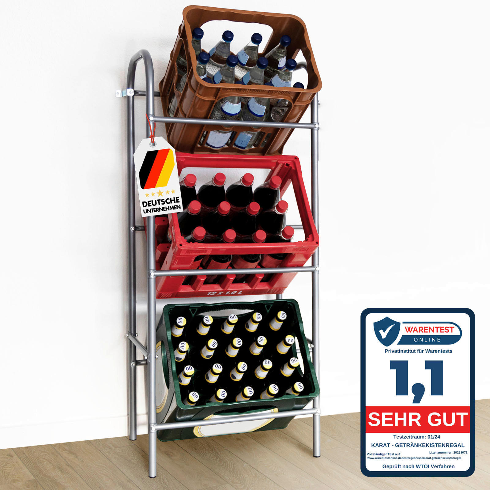 Floordirekt Flaschenregal Rocket Silber 49.5x115.5x32.5 cm