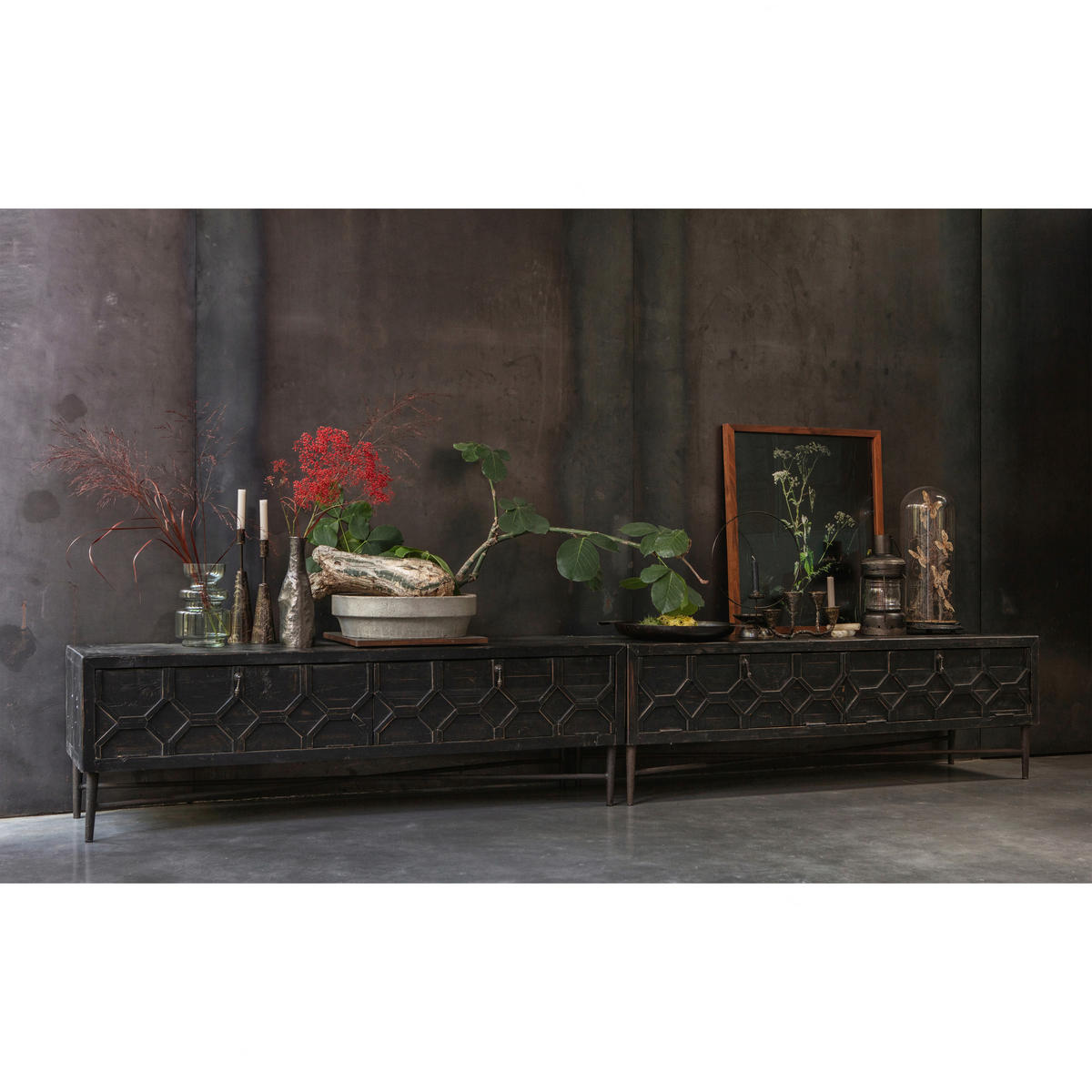 LOWBOARD 160/50/45 cm  - Schwarz, Design, Holz/Metall (160/50/45cm) - Livetastic