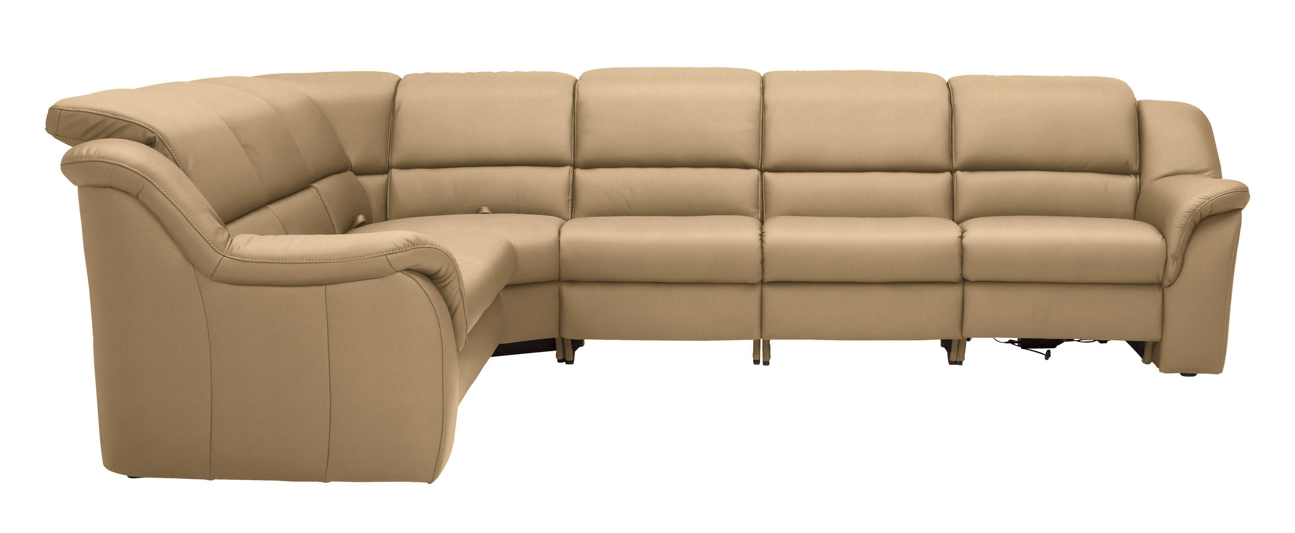 ECKSOFA 260/324 cm  in Echtleder Beige  260/324 cm  - Beige/Schwarz, KONVENTIONELL, Leder/Kunststoff (260/324cm) - Cantus