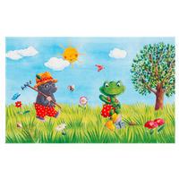 KINDERTEPPICH 100/160 cm Spiegelburg G.A.R.D.E.N  - Blau/Hellgrün, Trend, Kunststoff/Textil (100/160cm)