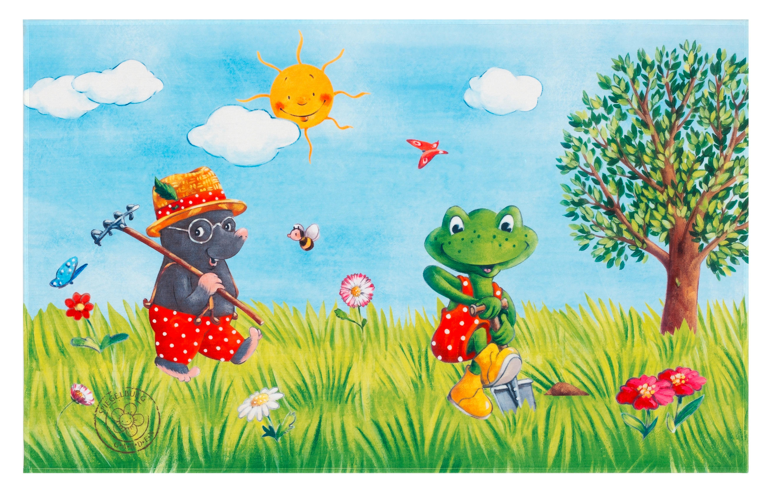 XXXLutz Kinderteppich Spiegelburg G.a.r.d.e.n Blau, Grün, Hellblau, Hellgrün 100x160 cm