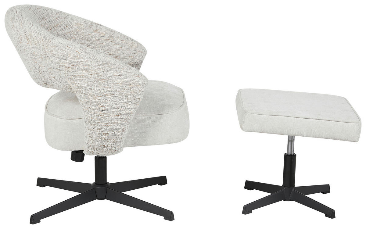 RELAXSESSELSET Leinenoptik Hocker    - Beige/Schwarz, Design, Textil/Metall (78/77-88/74cm) - Carryhome