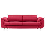 3,5-SITZER in Echtleder Rot  - Chromfarben/Rot, Natur, Leder/Metall (242/100/105cm) - Valnatura