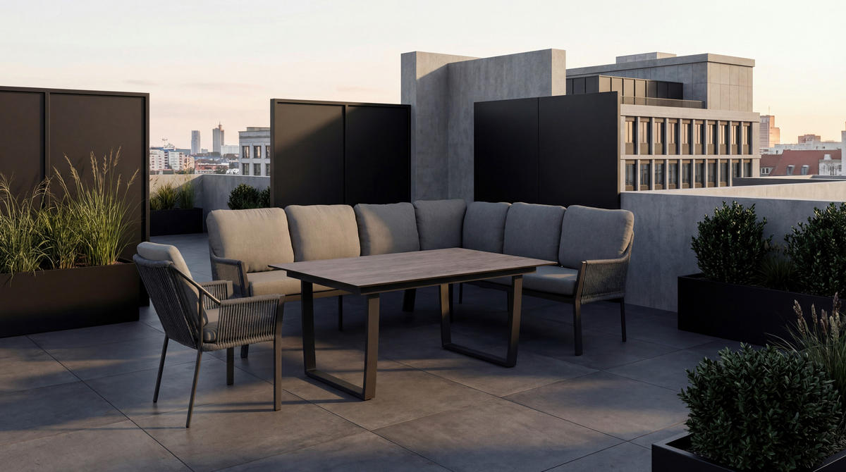 LOUNGEGARNITUR  205/264 cm  Aluminium  - Anthrazit/Grau, Basics, Textil/Metall (205/264cm) - Tierra Outdoor