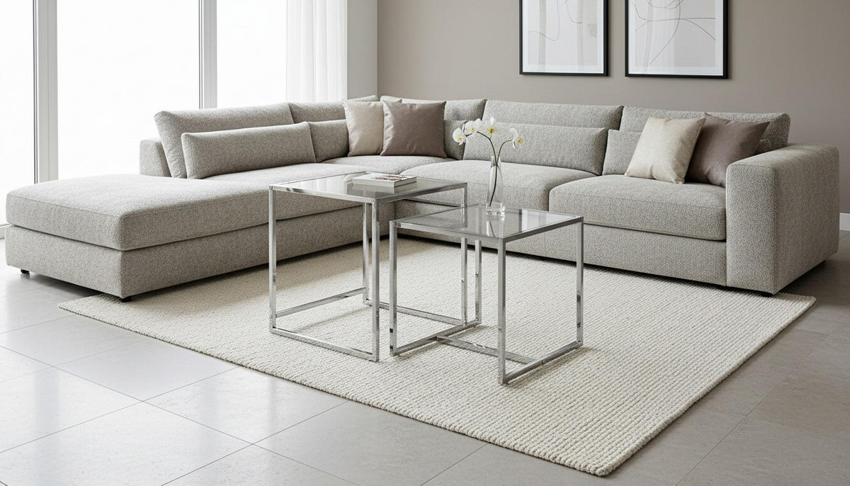 BEISTELLTISCHSET quadratisch Klar, Chromfarben  - Klar/Chromfarben, Design, Glas/Metall (40-45/40-45/40-50cm) - Carryhome