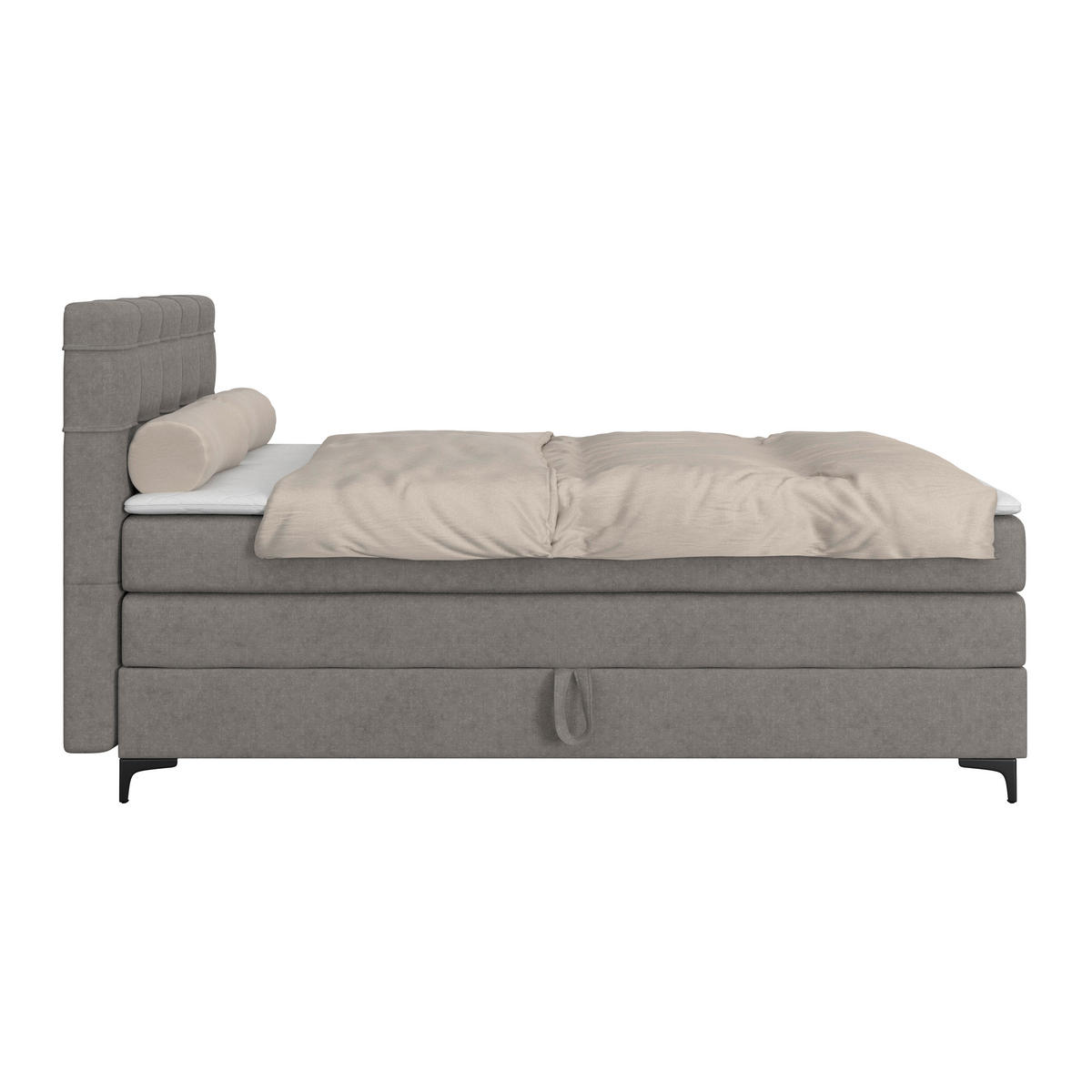 BOXSPRINGBETT 140/200 cm,  in Taupe, H3 = fest  - Taupe/Schwarz, KONVENTIONELL, Kunststoff/Textil (140/200cm)