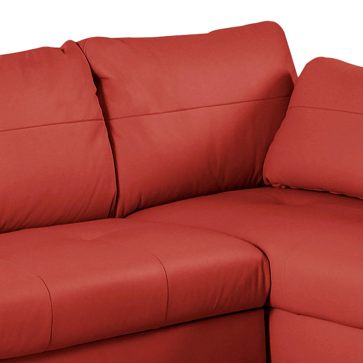 ECKSOFA Rot Echtleder Lederlook  - Buchefarben/Rot, Design, Leder/Holz (227/168cm) - Livetastic