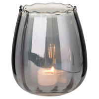 TEELICHTGLAS - Grau, ROMANTIK / LANDHAUS, Glas (9/9cm)