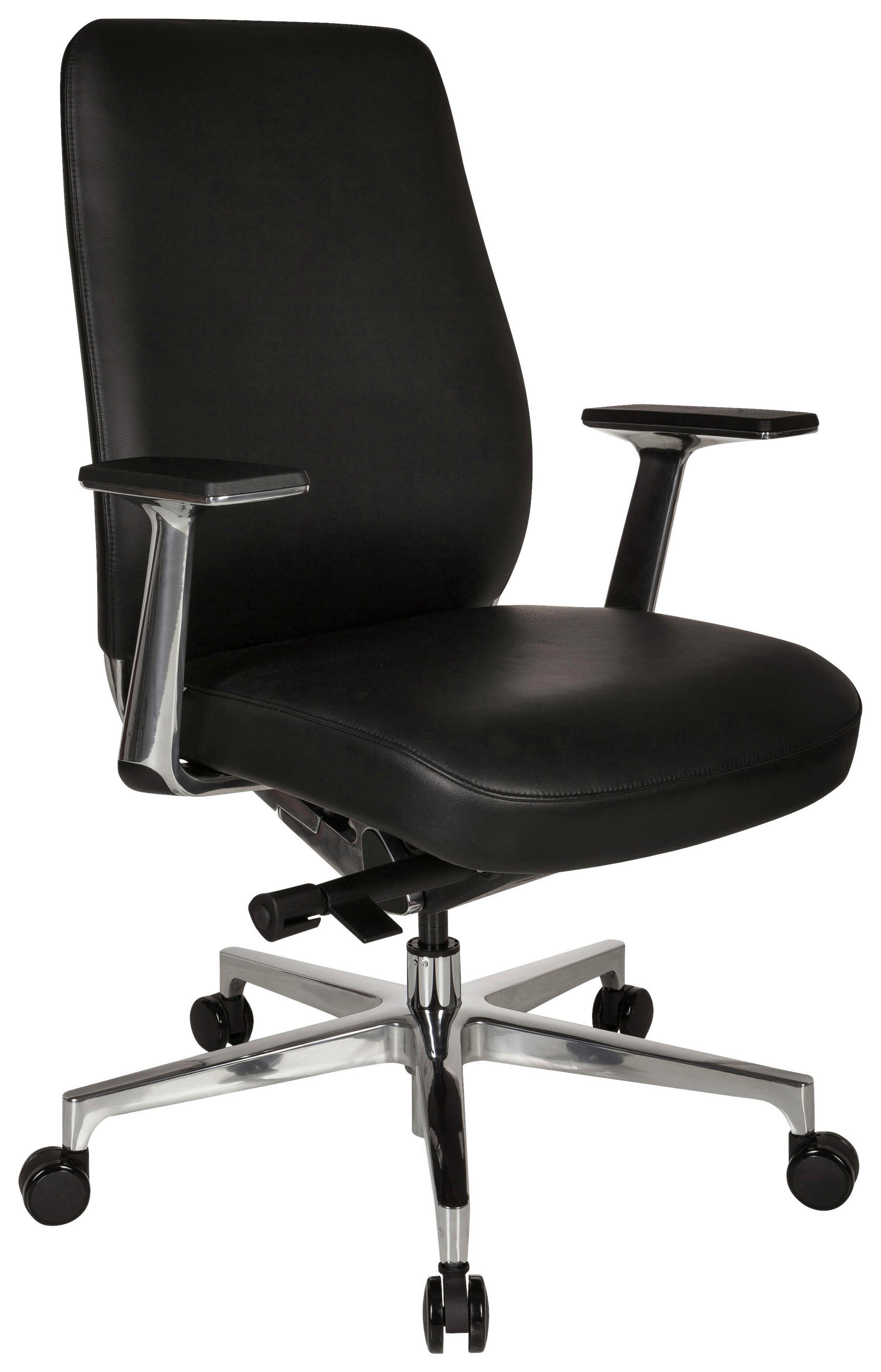 DREHSTUHL Schwarz  - Silberfarben/Schwarz, Basics, Leder/Kunststoff (67/110/60cm) - MID.YOU