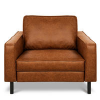 SESSEL Lederlook Echtleder Cognac  - Cognac/Schwarz, Design, Leder/Textil (88/85/92cm) - Livetastic