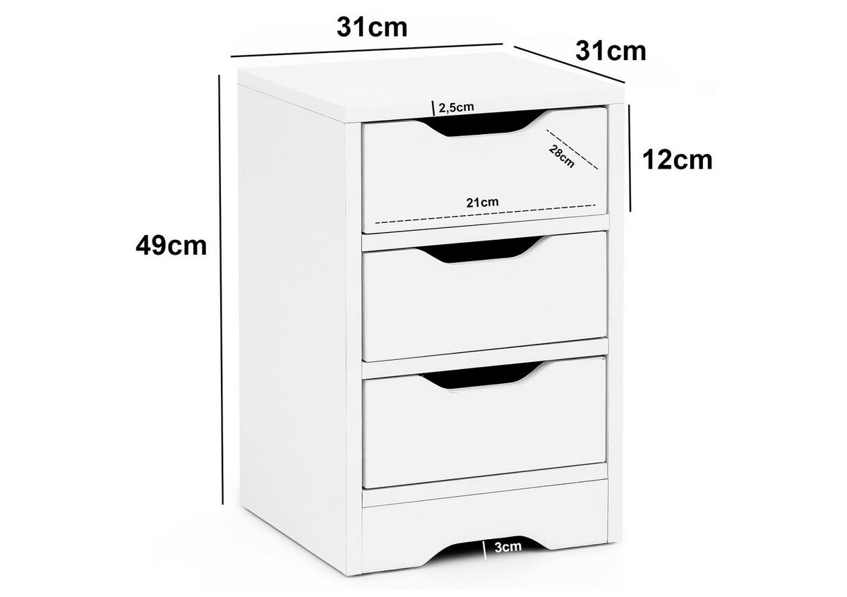 NOČNÝ STOLÍK, biela, 31/49/31 cm - biela, Modern, kompozitné drevo (31/49/31cm) - MID.YOU