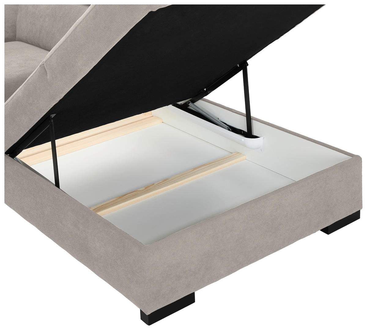 ECKSOFA Beige Webstoff  - Beige/Schwarz, KONVENTIONELL, Holz/Textil (283/244cm) - Carryhome
