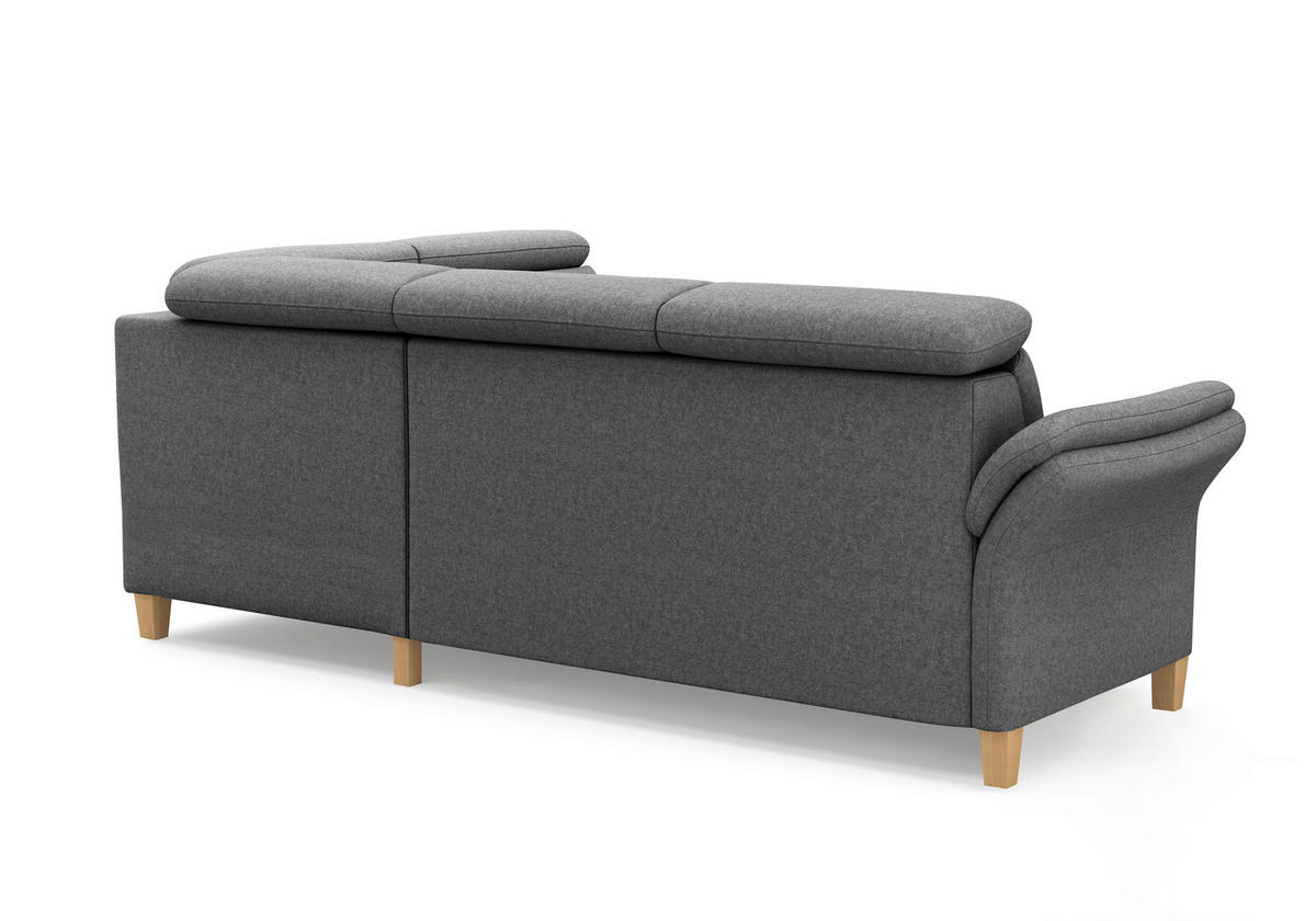 ECKSOFA Flachgewebe Dunkelgrau  - Eichefarben/Dunkelgrau, Konventionell, Holz/Textil (247/193cm) - Sit & More