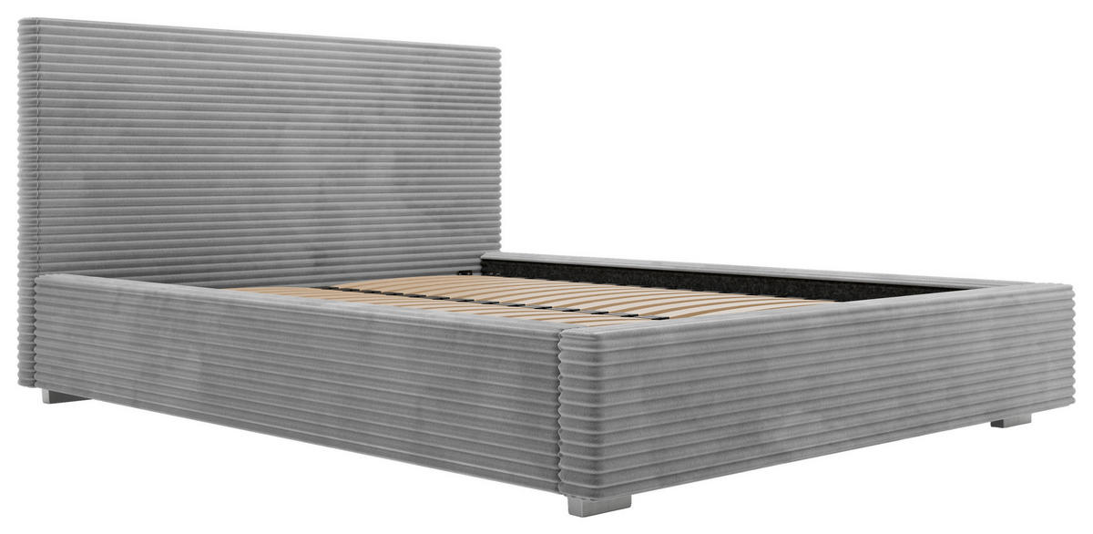 POLSTERBETT Lattenrost, Bettkasten 120/200 cm  in Grau  - Schwarz/Alufarben, Design, Holz/Kunststoff (120/200cm) - Boxxx