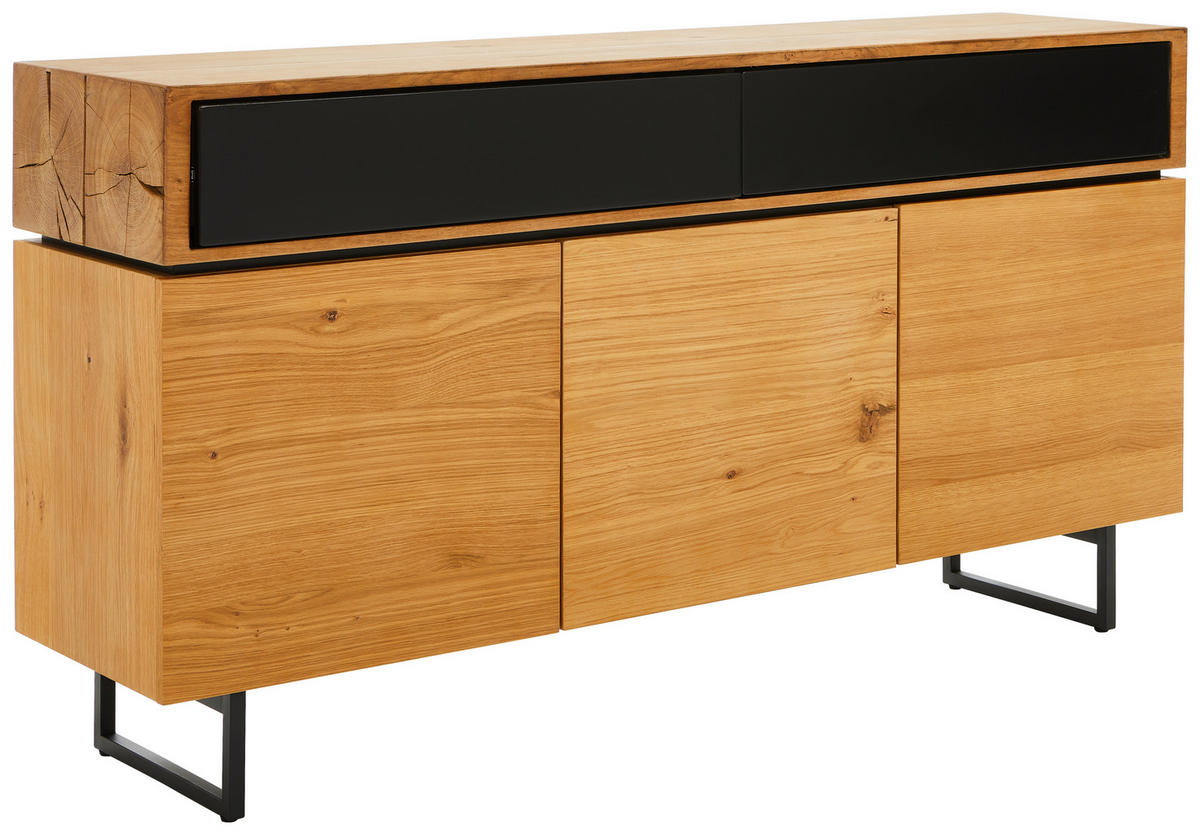 SIDEBOARD 160/86/40 cm  - svart/ekfärgad, Design, metall/trämaterial (160/86/40cm) - MID.YOU