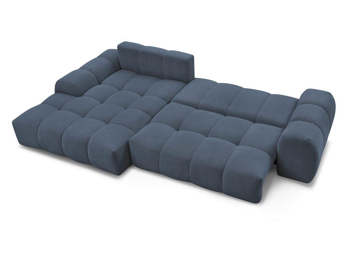 ECKSCHLAFSOFA EVEREST  mit Rücken echt, Armteil links, Armteil rechts Flachgewebe Dunkelblau  - Schwarz/Dunkelblau, MODERN, Kunststoff/Textil (318/180cm) - Livetastic