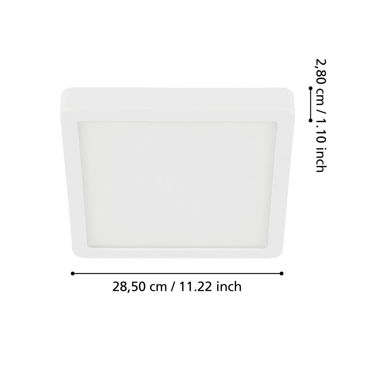 BADEZIMMER-DECKENLEUCHTE Fueva 5 28.5/28.5/3 cm  - Weiß, KONVENTIONELL, Kunststoff/Metall (28.5/28.5/3cm) - Eglo