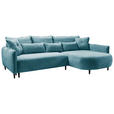 ECKSOFA Blau Chenille  - Blau/Schwarz, MODERN, Textil/Metall (285/200cm) - Carryhome