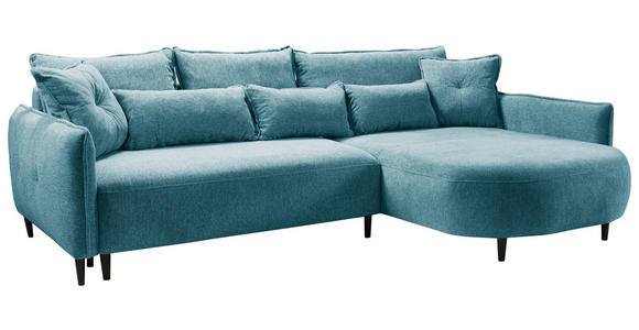 ECKSOFA Blau Chenille  - Blau/Schwarz, MODERN, Textil/Metall (285/200cm) - Carryhome