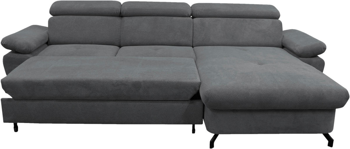 ECKSOFA OMEGA in Chenille Dunkelgrau  280/186 cm  - Dunkelgrau/Schwarz, Design, Textil/Metall (280/186cm) - MID.YOU
