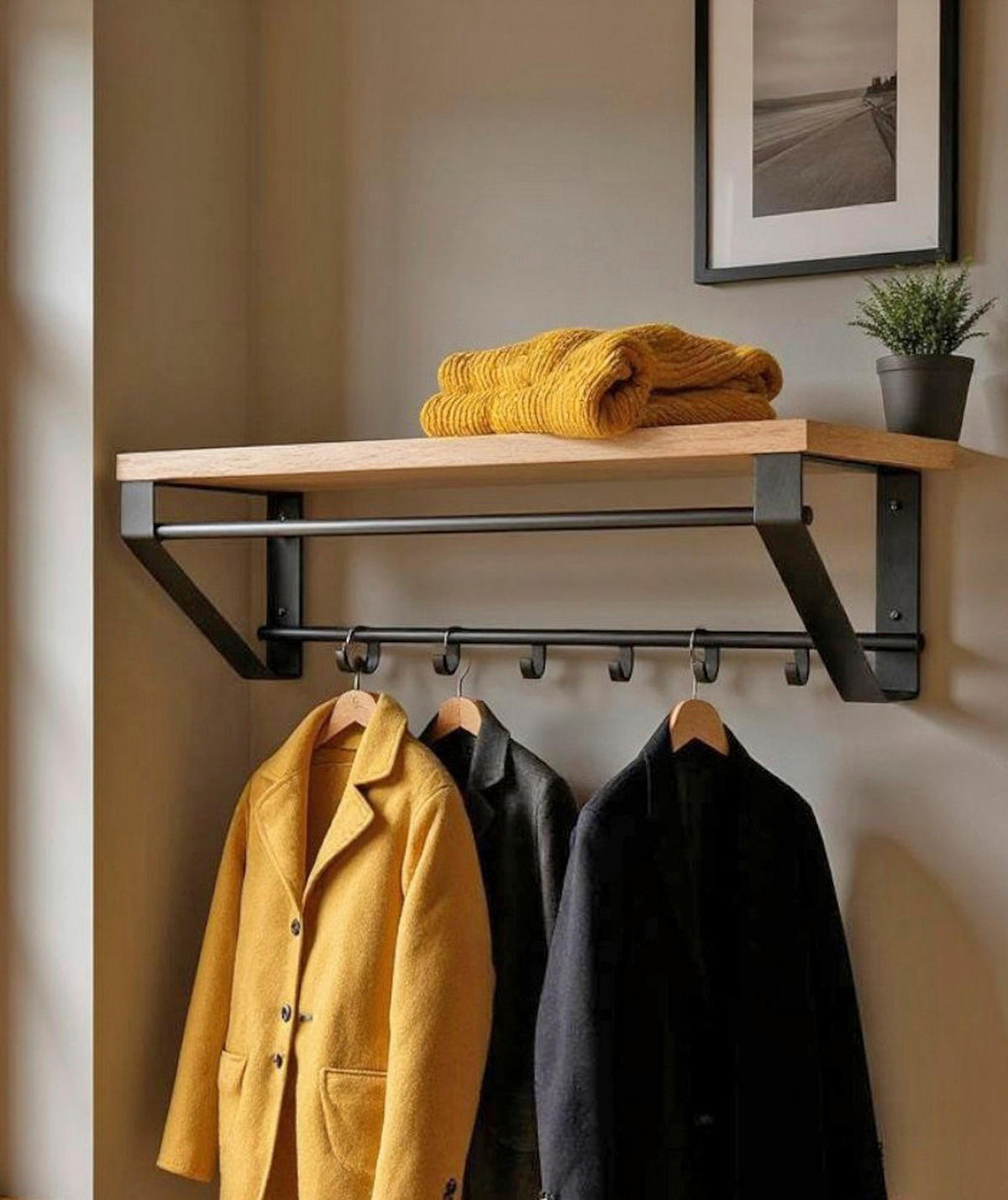 WANDGARDEROBE - Eichefarben/Schwarz, KONVENTIONELL, Holzwerkstoff/Metall (70/23/30cm)