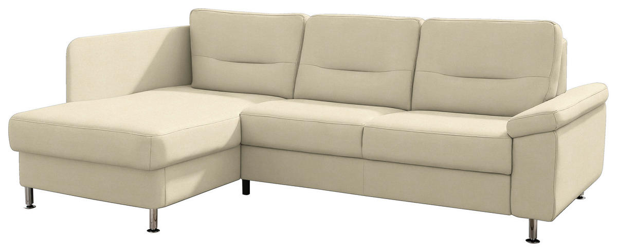 ECKSOFA Flachgewebe Naturfarben  - Alufarben/Naturfarben, Konventionell, Textil/Metall (160/244cm) - Beldomo Comfort