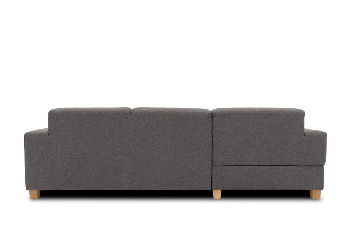 ECKSOFA SUGAR Schwarz Webstoff  - Chromfarben/Schwarz, Basics, Textil/Metall (266/162cm) - MID.YOU