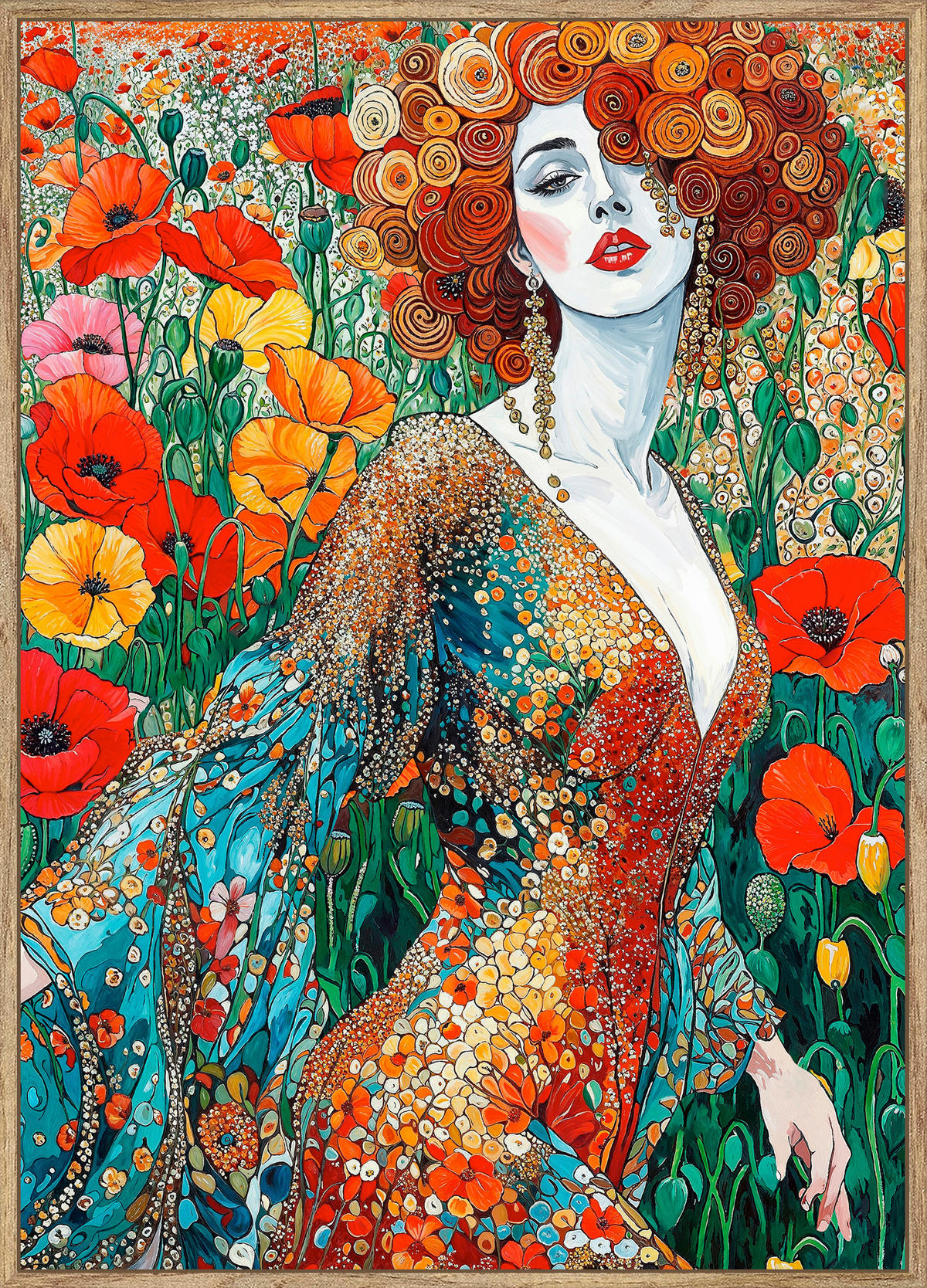 OBRAZ NA SKLE, květiny, ženy, 50/70 cm  - barvy dubu/vícebarevná, Lifestyle, kompozitní dřevo/sklo (50/70cm) - Monee