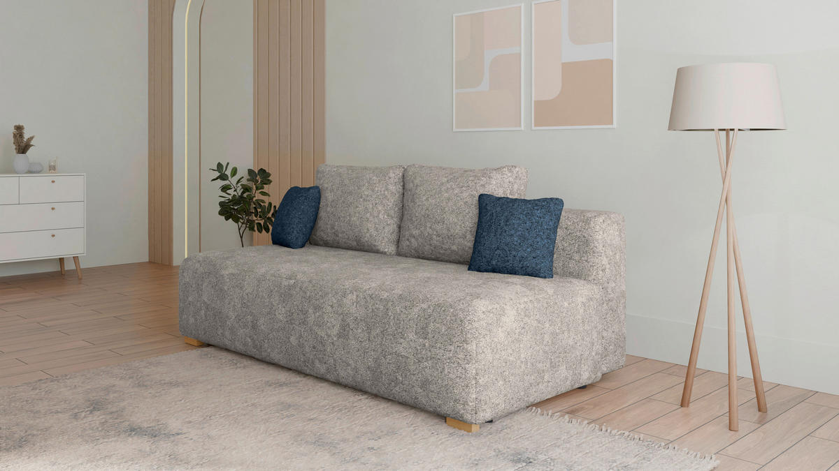 SCHLAFSOFA MOSS Blau, Grau  inkl. Rückenkissen, Schlaffunktion, Stauraum  - Blau/Grau, Design, Holzwerkstoff/Kunststoff (200/90/100cm) - MID.YOU