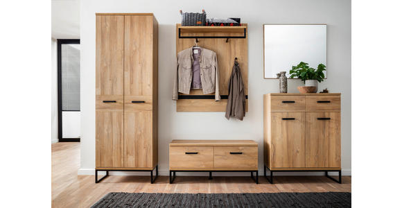GARDEROBENSCHRANK in 66/196/38 cm - Eichefarben/Schwarz, Design, Holzwerkstoff/Metall (66/196/38cm) - Xora